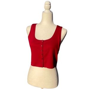 Forever 21 NWT! Red Knit Button Down Sleeveless Crop Top Tank